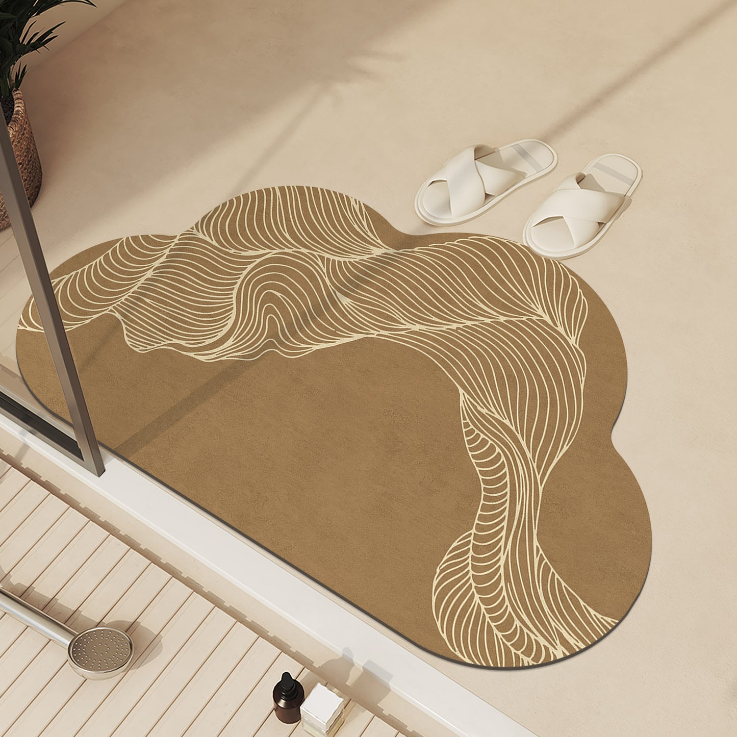 tapis bain design ondulation sable
