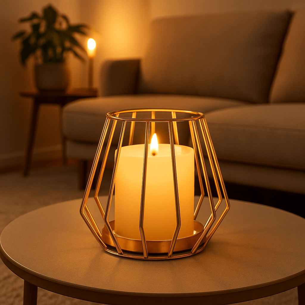 bougeoir dore ambiance chaleureuse
