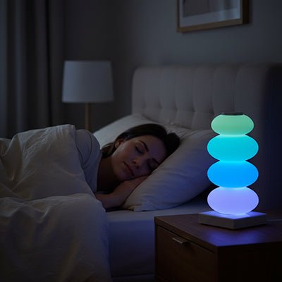 femme dort calmement lampe chevet agreable