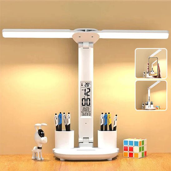 lampe bureau deplier horloge temperature calendrier integree