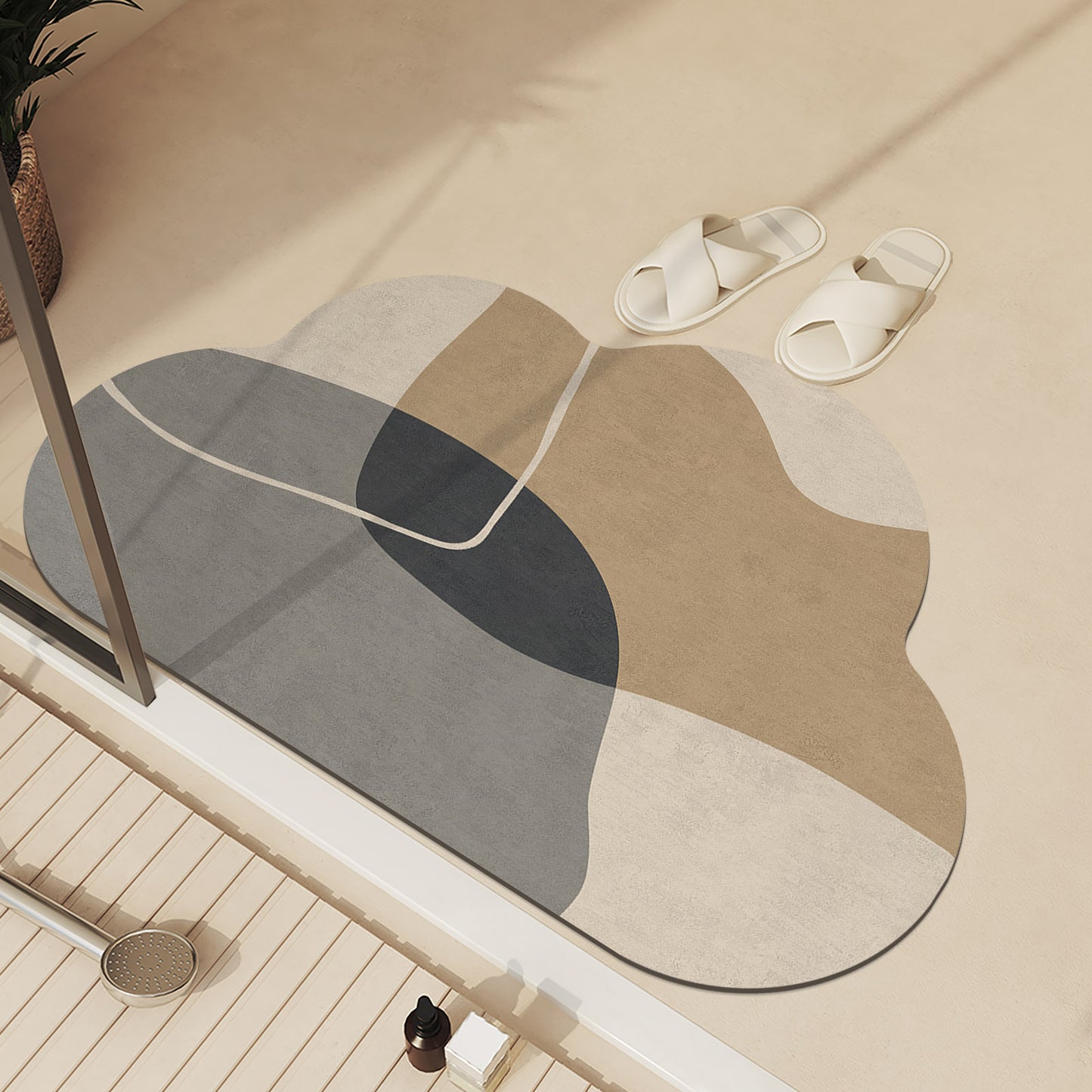 tapis bain design lignes abstrait