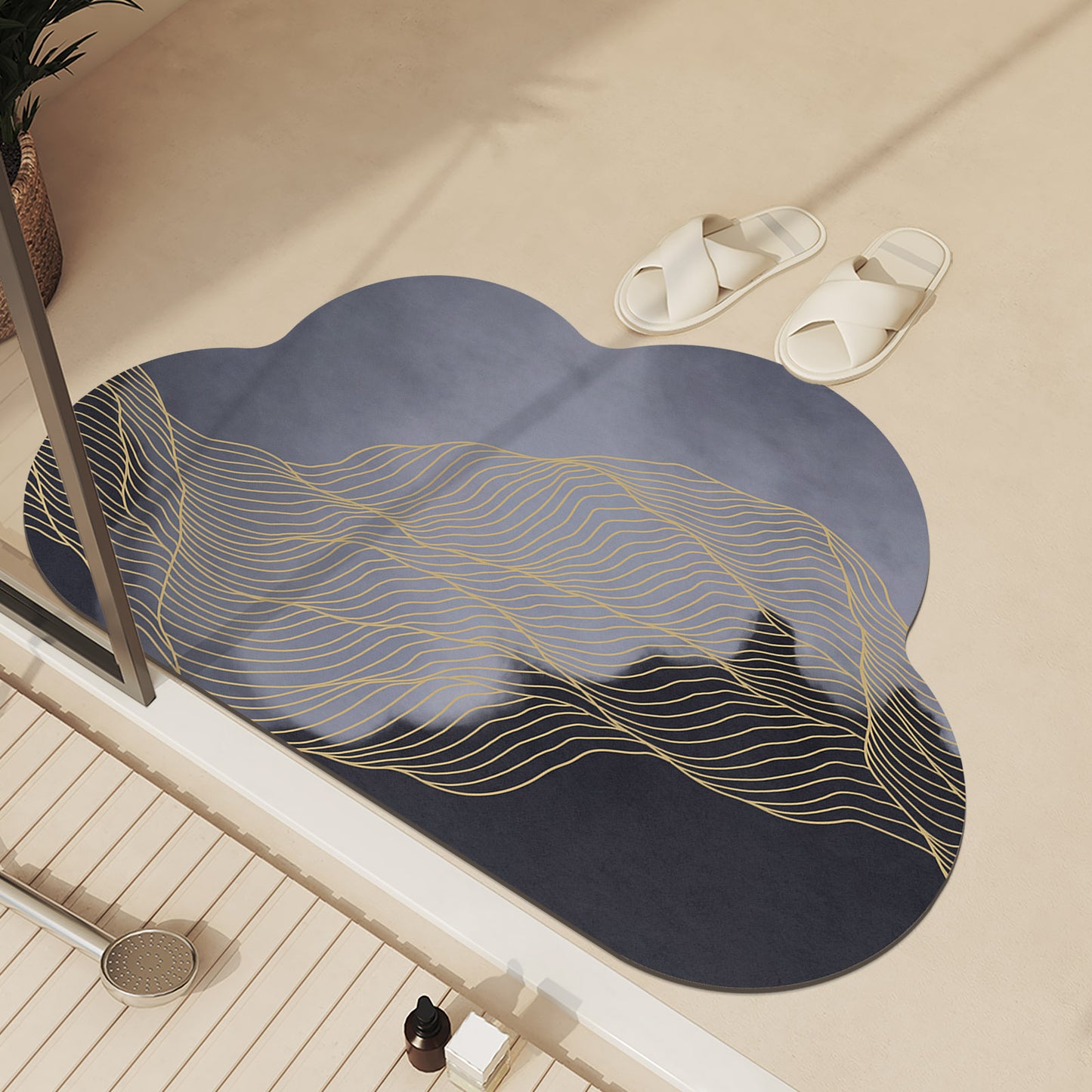 tapis bain design nuit dore