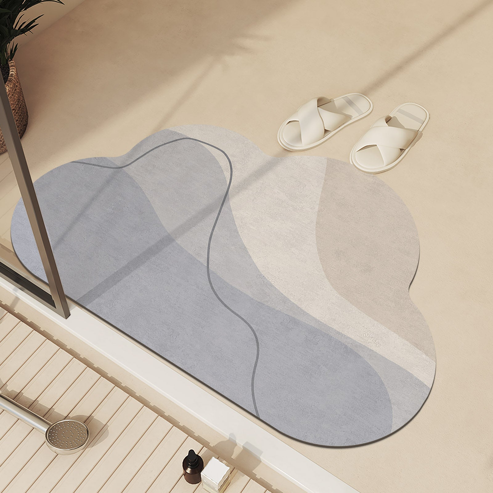 tapis bain design vague